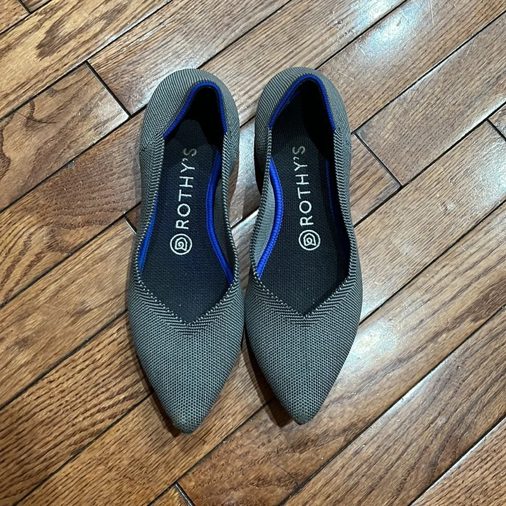 • Rothy’s • The Point Ballet Flats Cloud Gray Birdseye 6 Womens - Picture 2 of 5